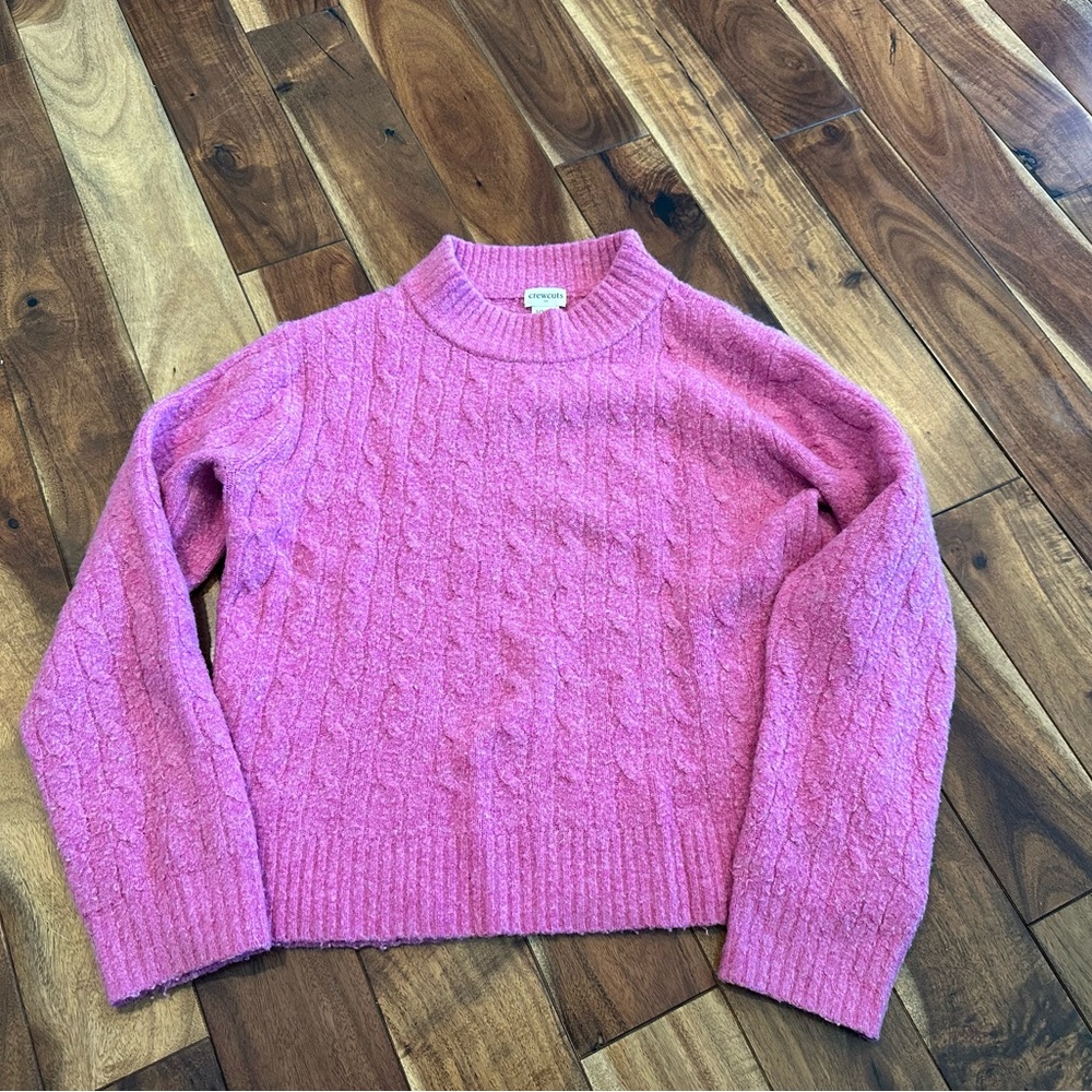 J Crew Crewcuts Pink Cable Knit Sweater large youth girl